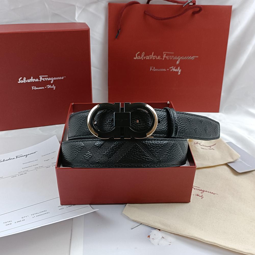 Salvatore Ferragamo 3,5cm Pánský pásek Luxusní značka Designový pásek Oblek Džíny Formální Značkový Dárková krabička