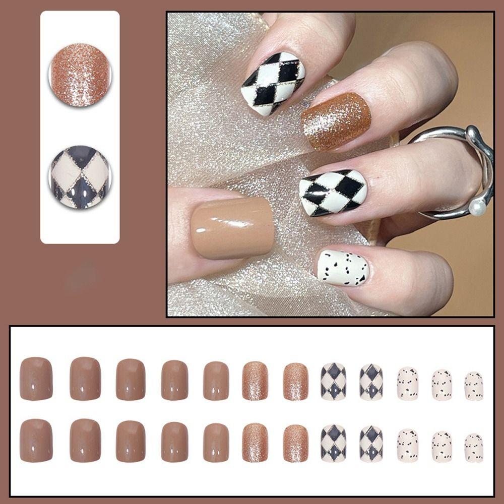 

Love Heart Full Cover Fake Nails Heart False Nails Short Fake Nails Blusher Nail Art Tips