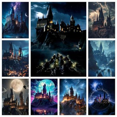 Zauberer Potter Schloss Holwarts Bild Diamantmalerei Set 5D DIY Runde Diamantstickerei Handarbeit Heimdekoration