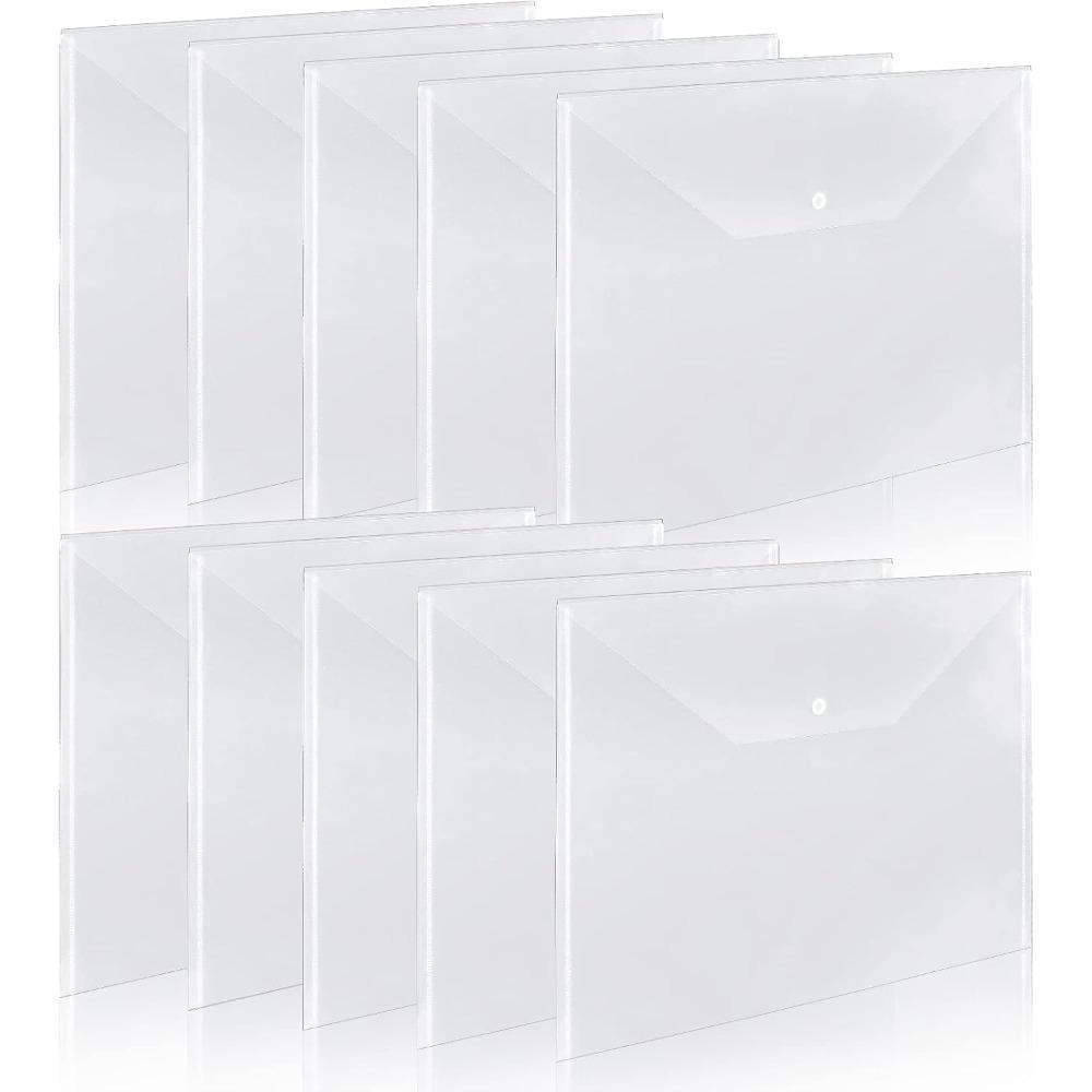 

10pcs Tabloid Size Document Folder Organizers with Snap Closure Clear Snap Closure File Folder Poly Oversized Envelope File Folder 10pcs