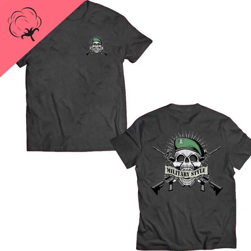 Do Valhally Bavlněné tričko Americký vousatý válečník Taktická lebka Unisex tričko Krátký rukáv Kulatý výstřih Tričko Ležérní pánský top