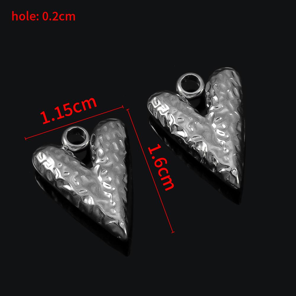 5pcs Stainless Steel Big Hole Heart Charms Pendants for DIY Jewelry Findings Women Necklace Bracelets Supplies Earrings Making