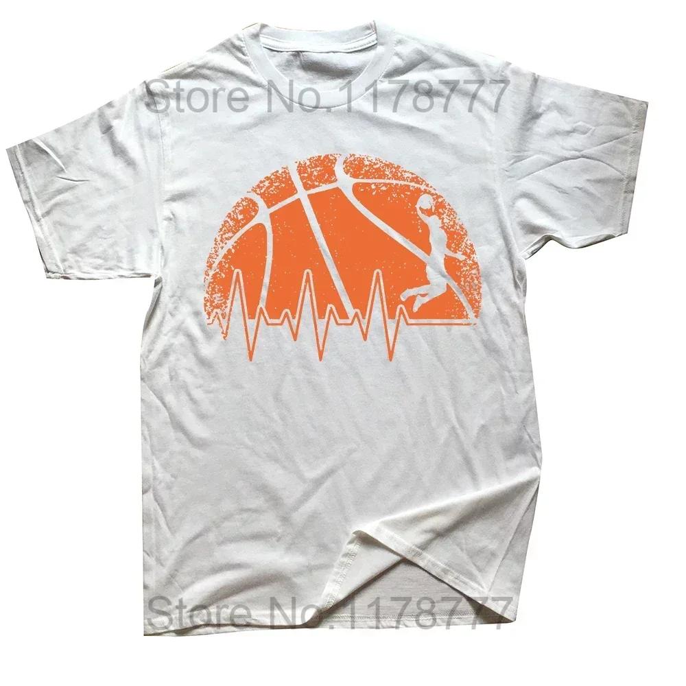 Basketball Heartbeat Lover Funny Novelty T Shirts Summer Basketball Game Board Short Sleeve Birthday Gifts Tshirt Mens Clothing