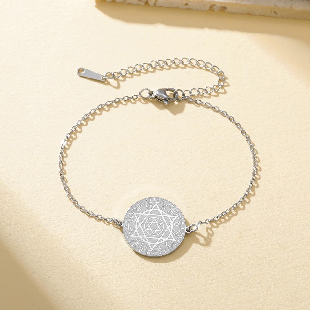 Dawapara Seal Solomon Bracelet Stainless Steel Charm Bracelets Talisman for Good Health Je Protection Amulet Jewelry
