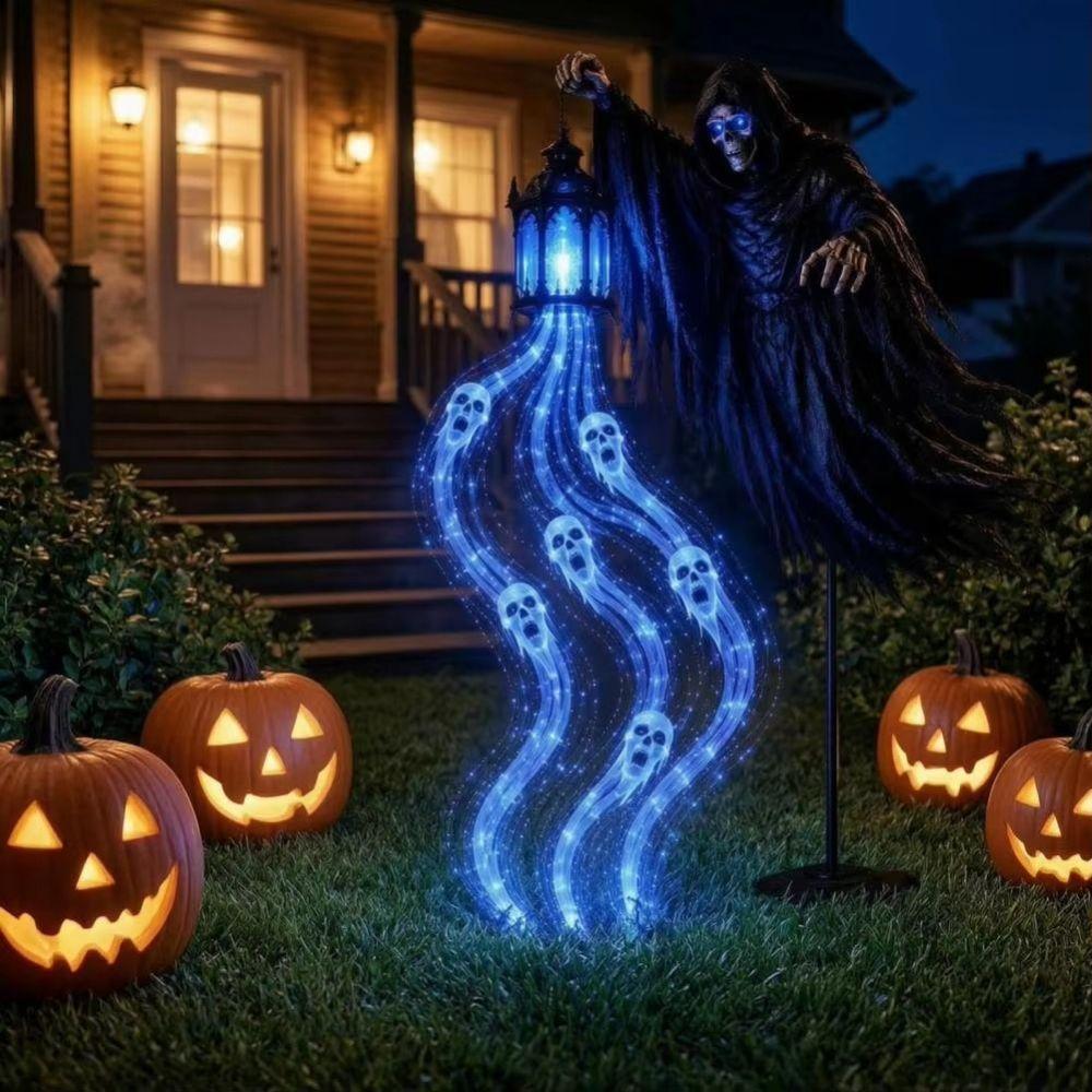 Glowing Ghost Trail Halloween Grim Reaper Lantern Auto On Off Halloween Decoration Yard Lawn Decor