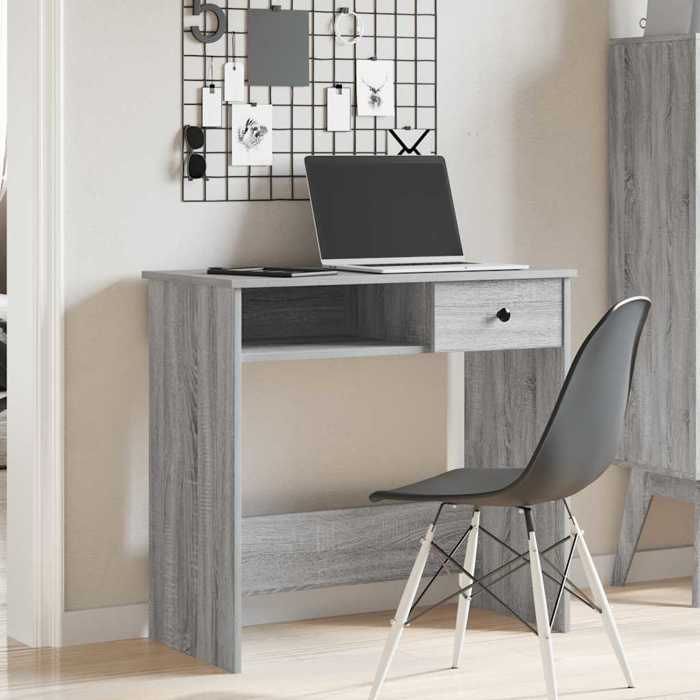 VidaXL Desk Sonoma Grey 80x40x75 Cm Engineered Wood, Computer Desk, Standing Desk, Desk with Storage, Desk 860477