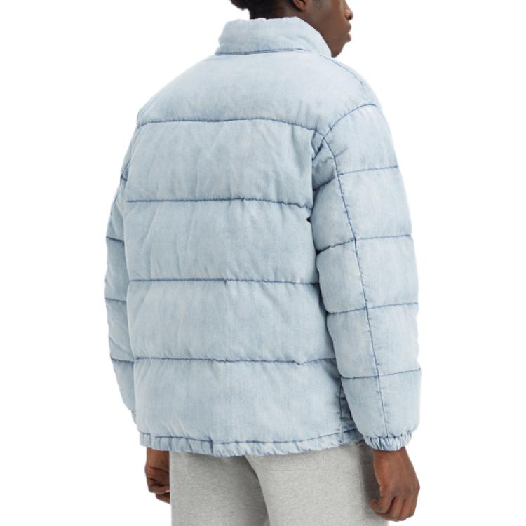 Levis Solid Color Zipper Stand Collar Down Jacket Men Outerwear Blue A5803-0000
