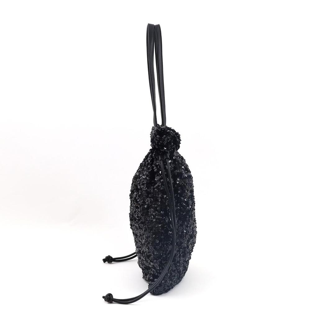 Cuco Sequin Drawstring Tote BagA4 Size, 2553111607, Black (210)