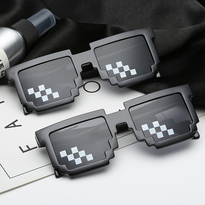 New Fashion Trend Sunglasses Mosaic Checkered Box Glasses Men'S And Women'S Funny Dance Party Black Eyeglasses