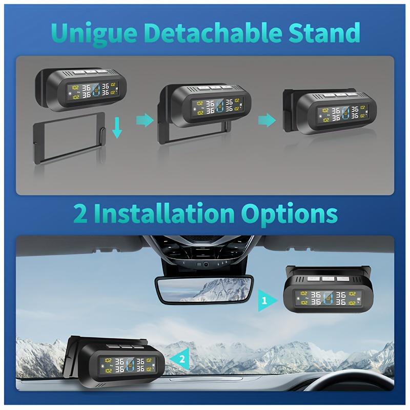 Solar Wireless TPMS Car Tire Pressure and Temperature Monitor with External Sensors