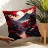 Retro Japanese Pagoda Landscape 2 Pillow Case Linen Cushion Covers For Decorative Sofa Home Pillows Case Car Chair Pillows Cases