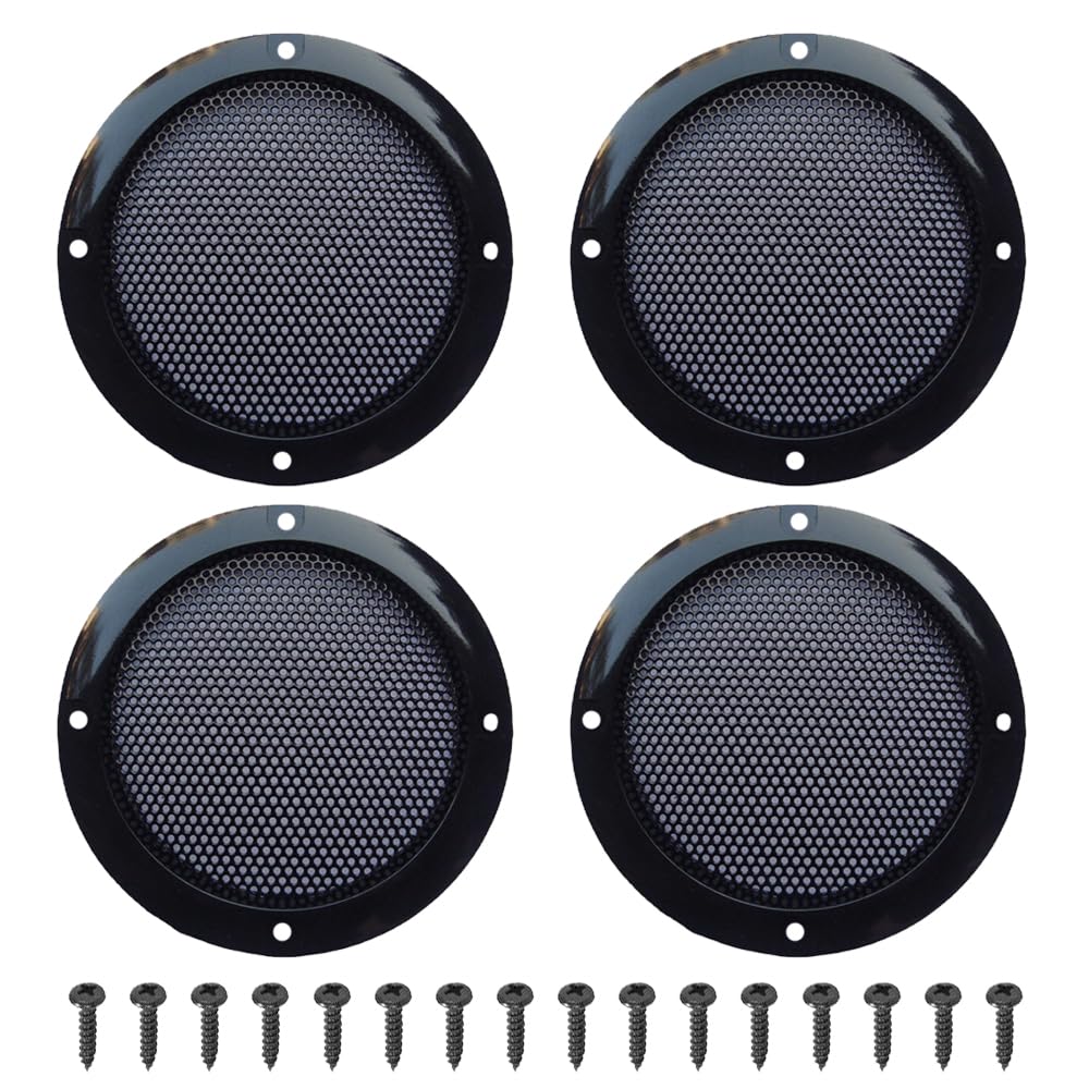 

Xiatiaosann 4 Speaker Grill Cover, Cold Rolled Steel Speaker Net Cover, Metal Mesh Speaker