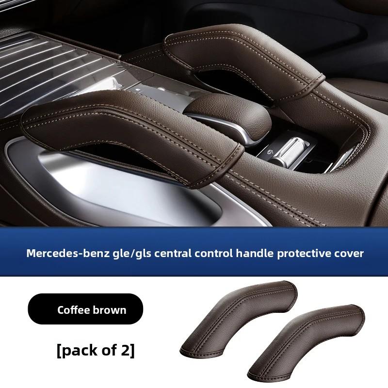 

Central control leather gloves for Mercedes 20-2025GLE W167 350 v167 coupe gls x167 450 500e 350d 53 amg trim accessories Mocha Brown 2pcs