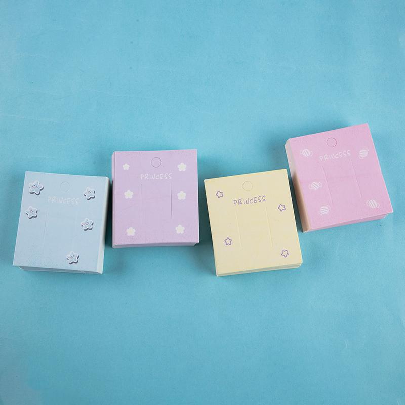 50Pcs Blue/Pink/Purple/Yellow Hair Clip Paper Cards Hair Accessories Jewelry Display Card Hair Clip Holder Packaging Plastic Bag