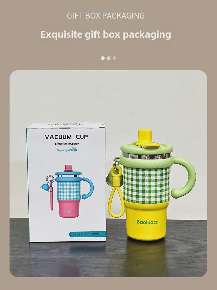 2024 High-Value Large Capacity Coffee Thermos with Handle and Straw for Girls