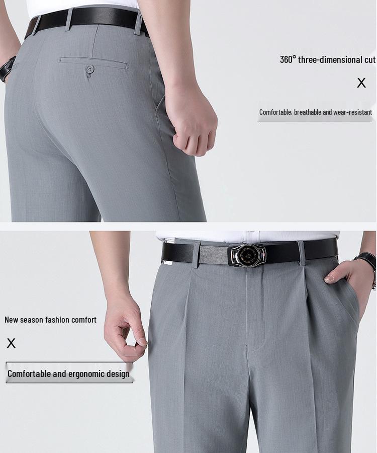 2026 Sommer Herren Anzughose aus Maulbeerseide und Wolle - Für die Mitte des Lebens, Bügelfrei, Gerades Bein, Hochwertiges Gefühl
