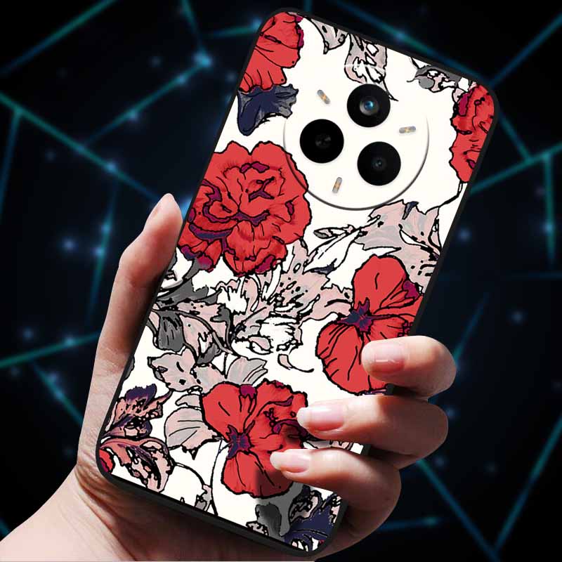 For Realme 14 Pro 5G Case 14Pro+ Soft Silicone Bumper 3D Flowers Emboss Phone Cases for Realme 14 Pro+ Plus Back Covers Shells