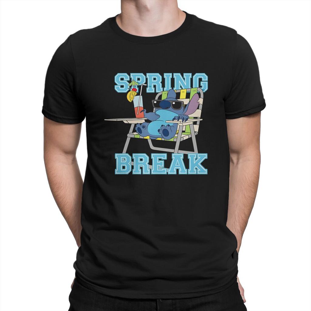 Spring Break Hip Hop TShirt Disney Lilo & Stitch Film Casual T Shirt Summer Stuff For Adult
