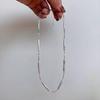 Small Silver Strip Irregular Freshwater Pearl Necklace - Milky Silver Chain for The Collarbone