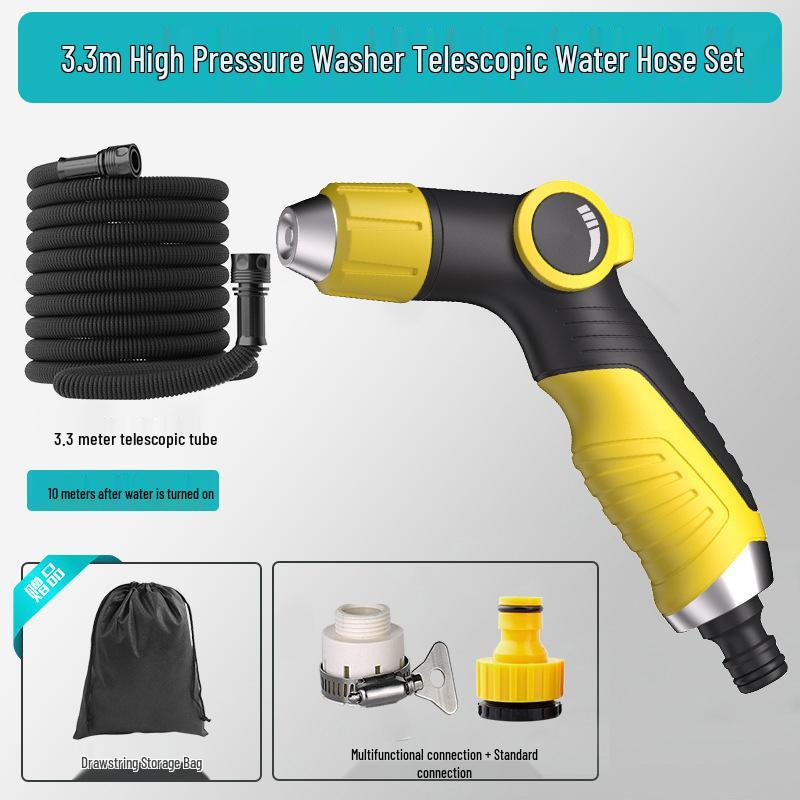 High-Pressure Car Wash Hose: Sun-Resistant, Antifreeze, Telescopic, Multi-Purpose for Car, Courtyard, and Garden Use
