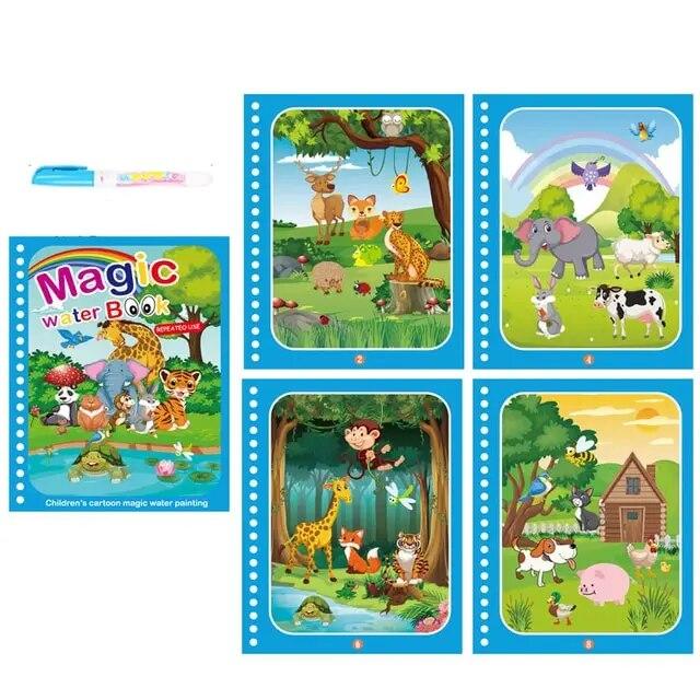 

1 книга+1 ручка многоразовая раскраска волшебная книга для рисования водой сенсорные игрушки для раннего развития головоломки для рисования