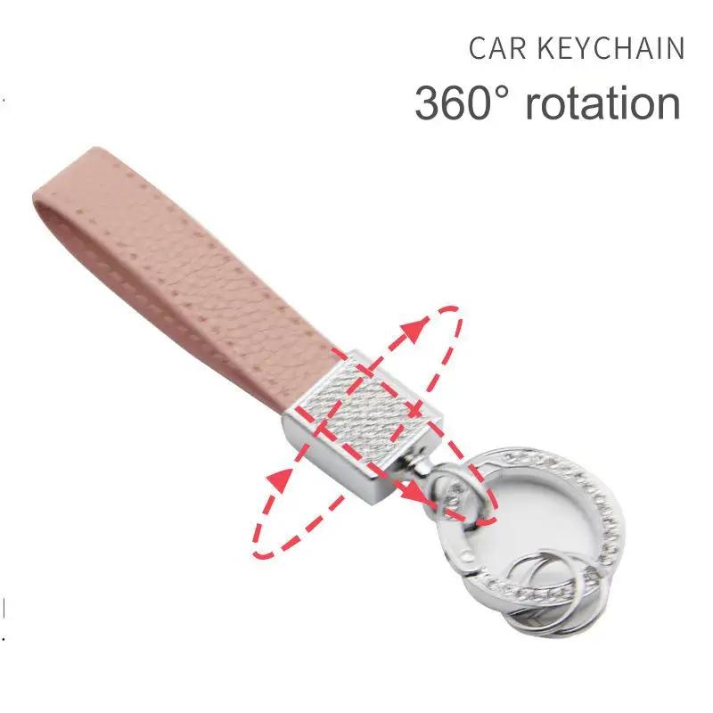 Modny skórzany brelok z kryształkami górskimi PU, breloczek sprężynowy z zapięciem na kluczyki samochodowe, akcesoria, breloczki dla kobiet