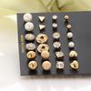 12 Pairs Women Round Crystal Love Shape Ear Stud Earrings Set