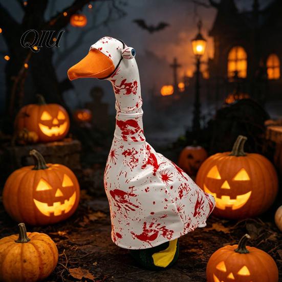 Fun Halloween Yard Art Porch Goose Blood Clothes, Costume Set, Scary Decorative Display Outfit for Garden Balcony Courtyard, Spooky Celebration Party