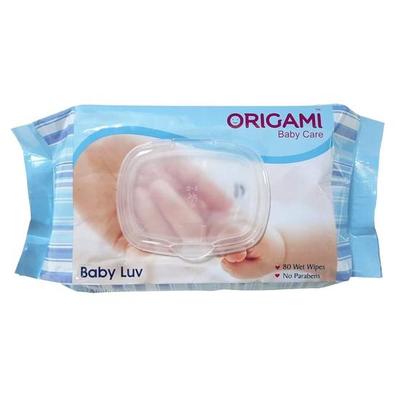 Toallitas Húmedas/Pañuelos Húmedos Origami Baby Luv | Sin Parabenos | 80 Toallitas por Paquete