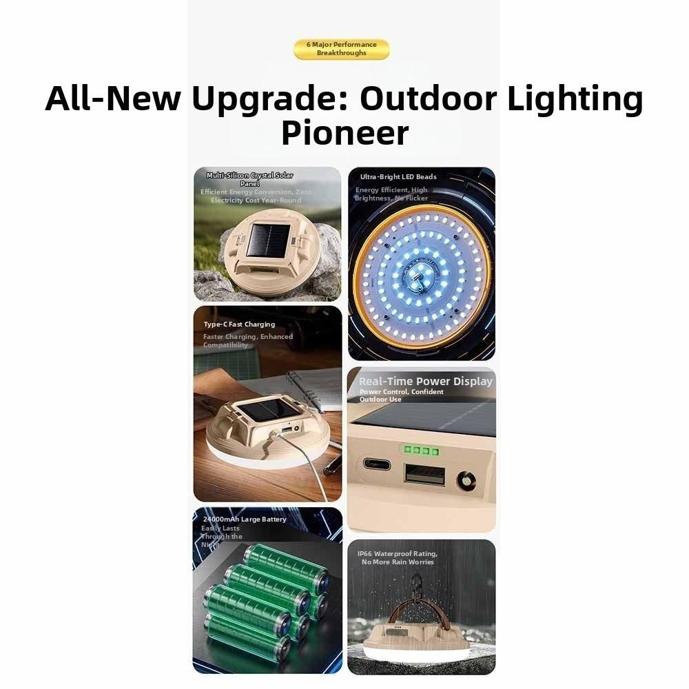 Hanging Hook Solar LED Camping Light Rechargeable Battery Working Repair Lamp  Tent Use