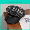 Retro Octagonal Beret Hat For Women With Grid Design For Autumn And Winter
