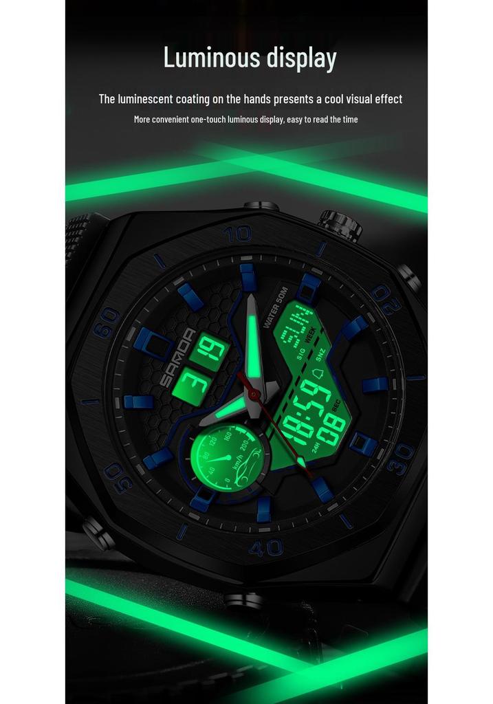 SANDA Multifunctional Sports Watch - Large Dial, Luminous, Waterproof Design for Students.