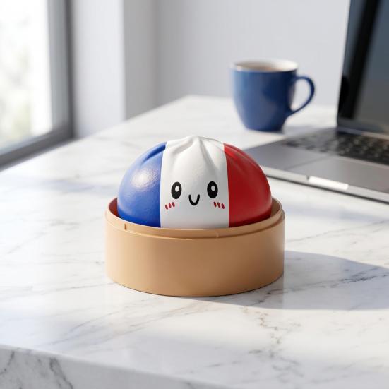 National Flag Dumpling Squeeze Toy Stress Relief Cartoon Expression Steamed Bun Fidget Toy Hand Relaxation Decompression Gadget