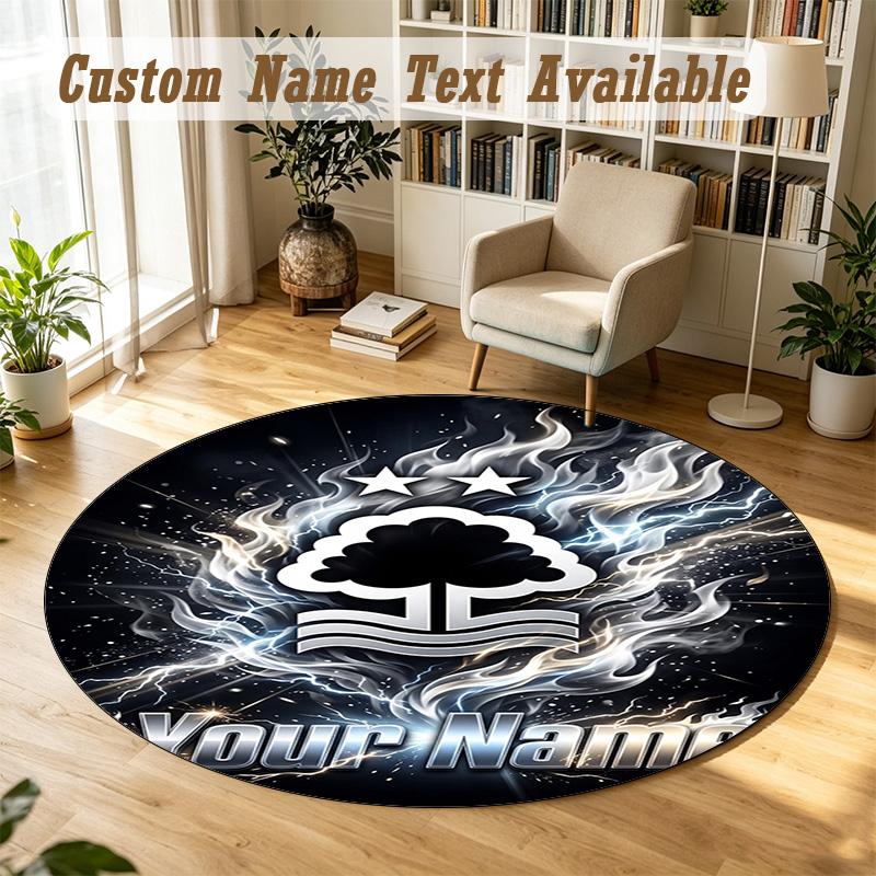 Round Rug Custom NameNottingham Forest FC Pattern Non Slip Carpet Home Floor Decor