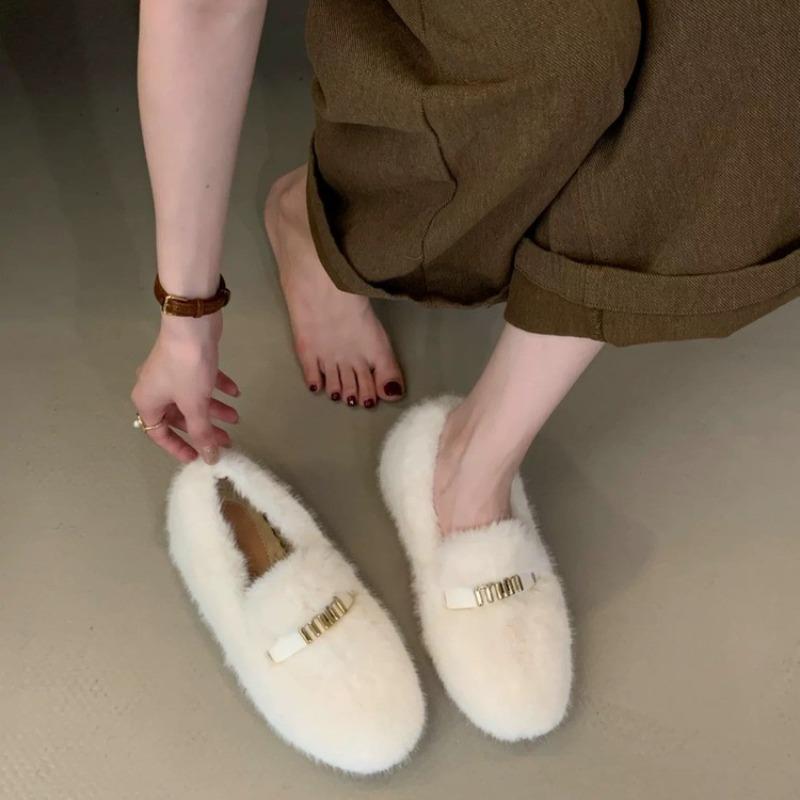 Winter Shoes Women Round Toe Slip-on Female Footwear Loafers Fur Casual Sneaker Autumn Modis Slip On Dress Moccasin New Fall