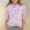 Kids Animal Print Crew Neck 3/4 Sleeve Casual T Shirt Soft Fabric Comfortable Fit Lightweight Design Suitable for Everyday Wear