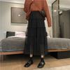 Sweet Mesh Skirts Women Korean Fahion Lace Cake Long Skirts Y2K Faldas Spring Female Elegant Chic Ruffle Maxi Skirt