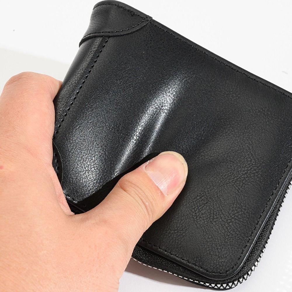 PU Leather Men Short Wallet with Zipper Men Coin Purses Elegant Men Card Holder  Men