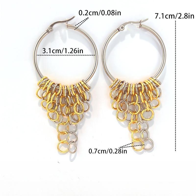 European and American Retro Chain Earrings Contrasting Color Water Droplets Fringed Long Jewelry