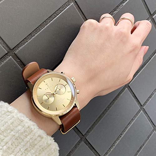 TRIWA Pair Watches with Storage Box and Two Interchangeable Straps, Unisex, Men's and Women's, Chronograph, Gold Mesh, Brown Leather, NEST104-2-ME0213