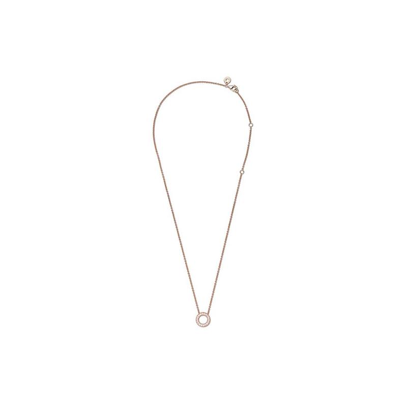 Pandora Heart Logo Pavé 925 Silver Synthetic Cubic Zirconia Necklace Women's Silver/Pink 397436CZ/387436C01