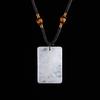 Natural Crystal Pendant Necklace Necklace, Healing Energy Stone with Adjustable Braided Rope, Polished Fake Gemstone Jewelry for Men Women Rectangle