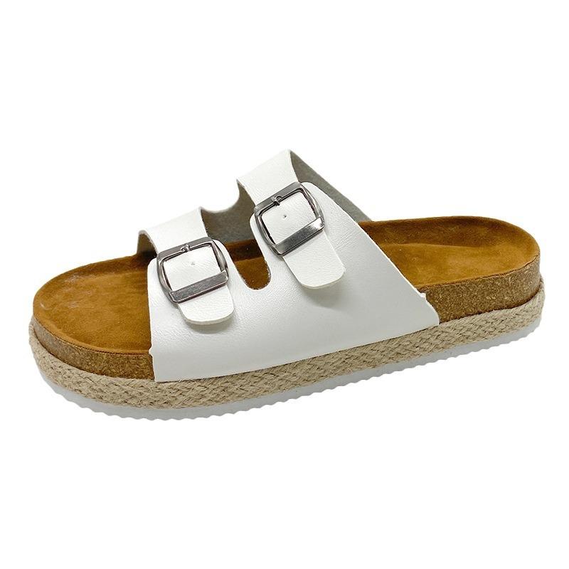 Slippers Women's Summer Trend Flip-flops Men's Cork Beach Korean Version Pinched Feet Couple Leather Cool Slippers