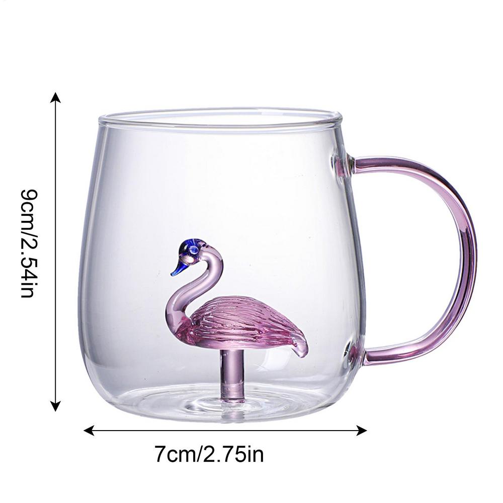 3D Animal Coffee Mug 380ml Transparent 3D Animal Borosilicate Glass Drinking Cups Portable Coffee Cups for Cold & Hot Drinks