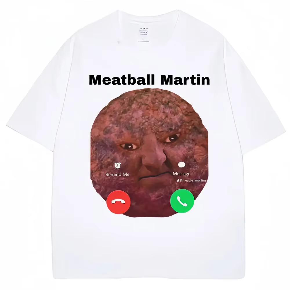 Funny Meatball Martin T-shirt for Womenunisex Humorous Retro Autumn Casual Oversized Shirt Casual Tee Funny Clothes Vintage