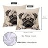 1pc Double Sides Printing Cute Pug Throw Pillow Covers-17.7x17.7in Decorative Pillowcase for Home Bedroom Living Room,Humorous Gift for Dog Lovers Pug