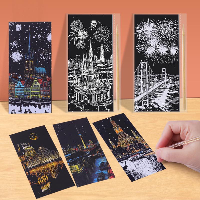 Färgglada DIY Skrapkonst Sticky Notes för Barn - Kreativa Stresslindrande Bokmärken