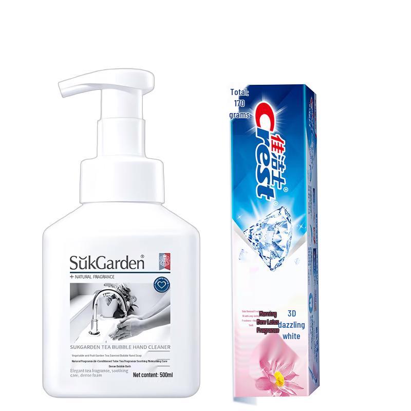 Tea Scented Foam Hand Soap & Crest 3D White Toothpaste Bundle