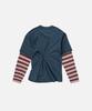 INSTANTFUNK Layered Sleeve Stripe T Shirt - Navy