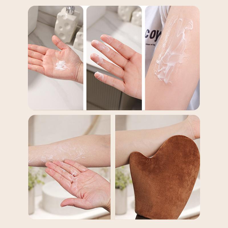 Rukavice na tělové mléko, samoopalovací rukavice, oboustranné, zabraňuje lepkavým rukou, aplikátor, rychleschnoucí flockovací rukavice, aplikátor na make-up